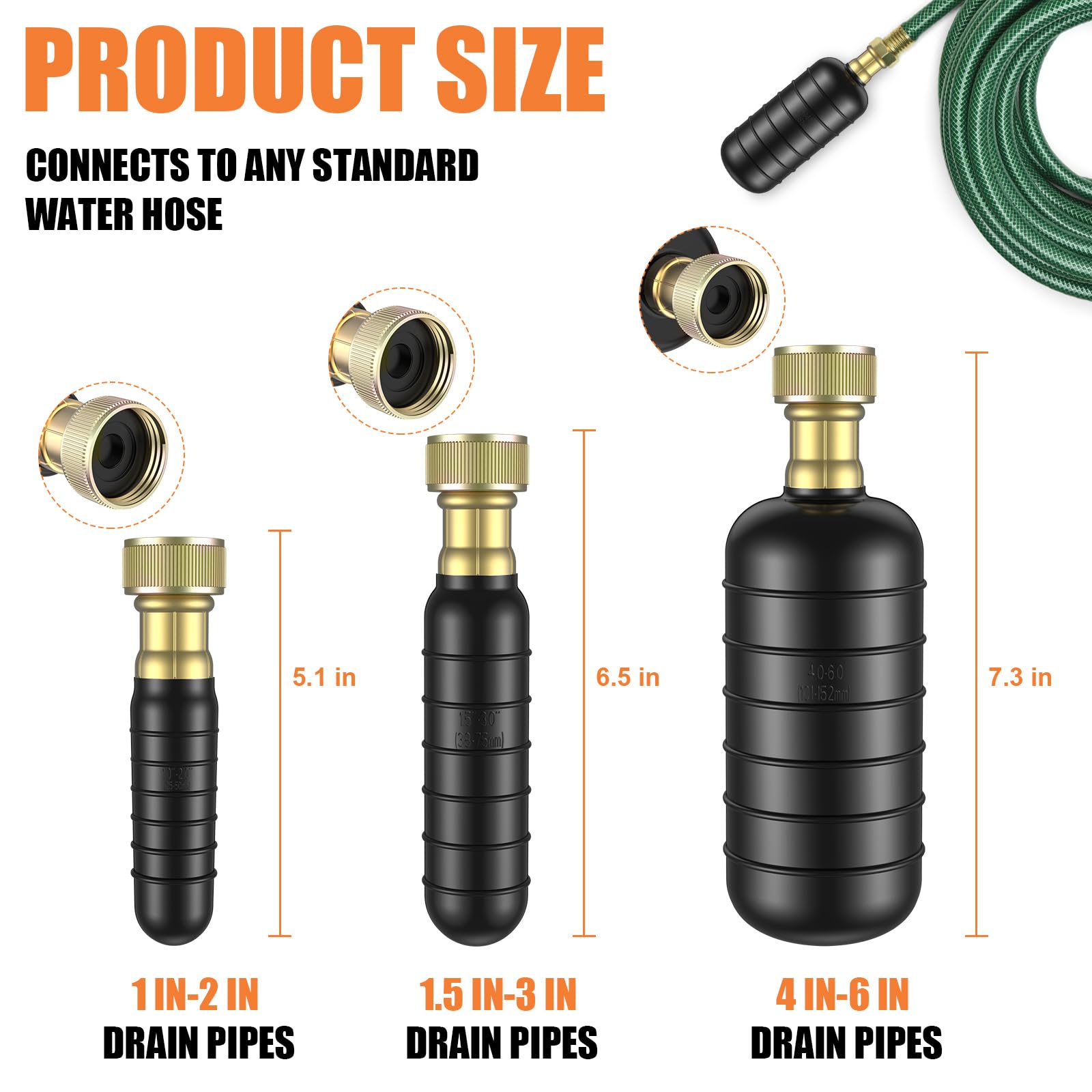 Fosenlion drain bladder medium 1-3 inch ideal for kitchen and bathroom clogs
