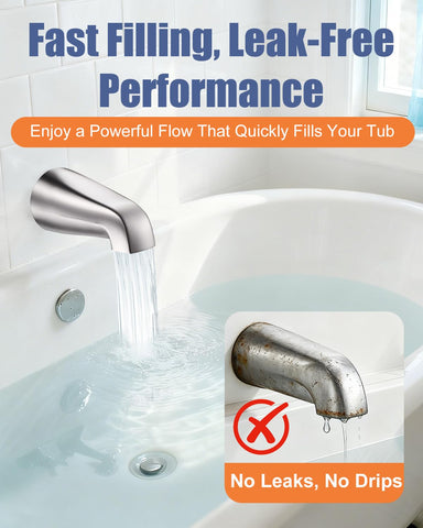 Fosenlion universal tub spout brushed nickel fast-fill channel for efficient flow.