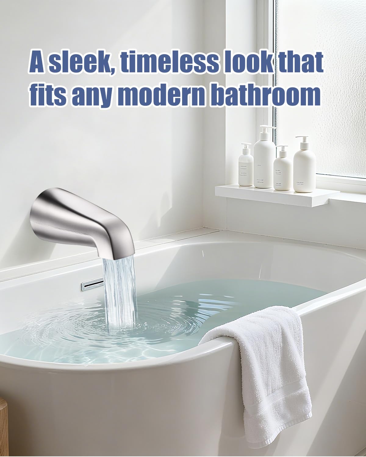 Fosenlion universal tub spout brushed nickel leak-proof thread reduces drips.