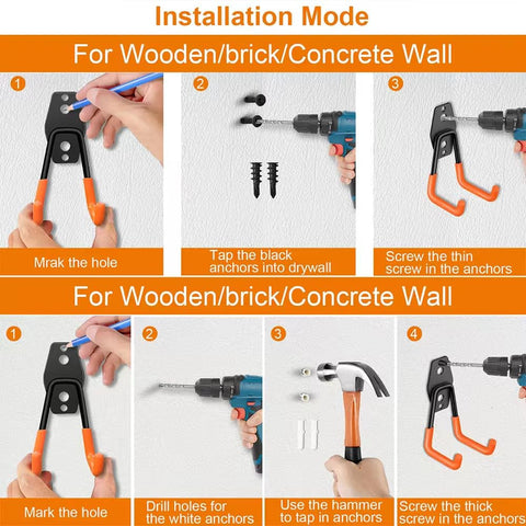 Fosiweelo garage hooks pack holds scooters neatly for convenient access.