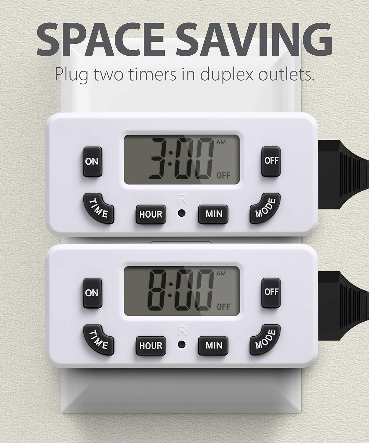 Fosmon timer outlet powering aquarium lights for a consistent day-night cycle.