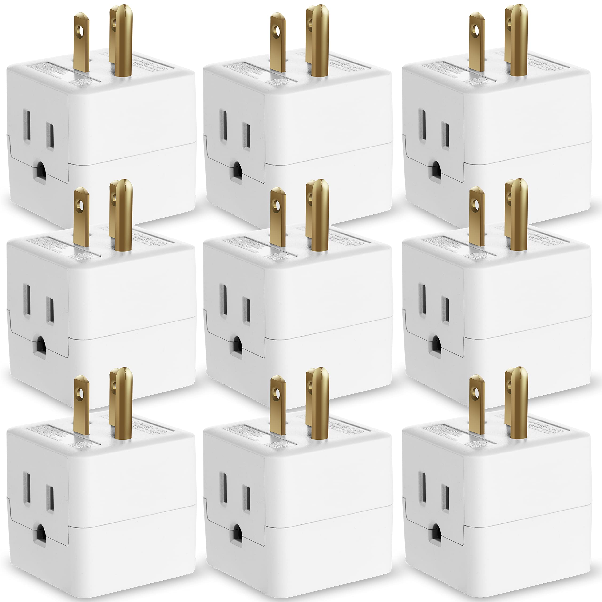 Fosmon 3-outlet wall adapter cube tap providing a compact three-outlet power hub.