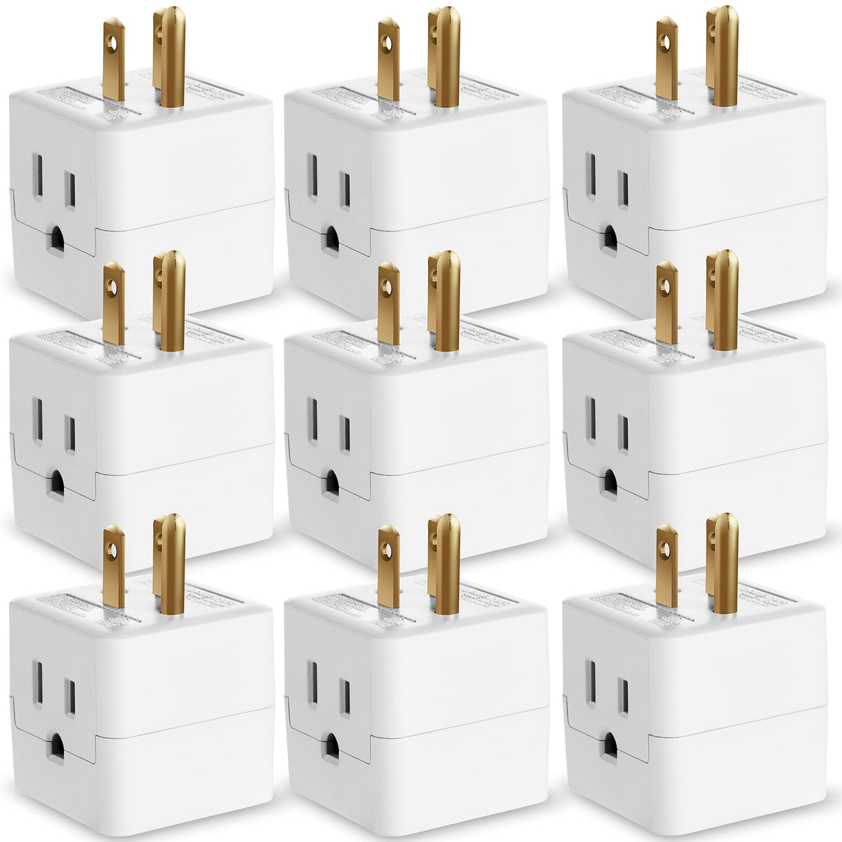 Fosmon 3-outlet wall adapter cube tap providing a compact three-outlet power hub.