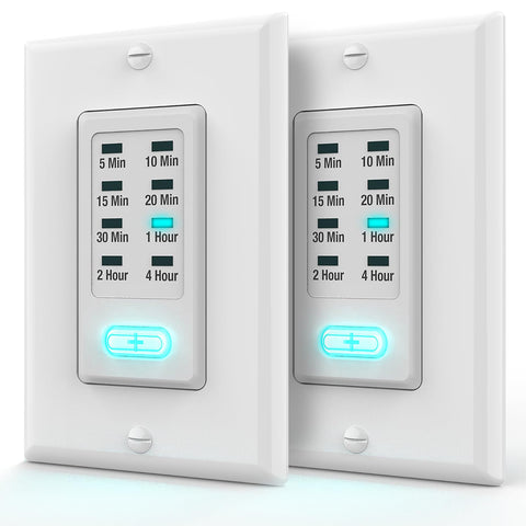 Fosmon countdown timer switch for bathroom with preset durations and energy-saving use cases.