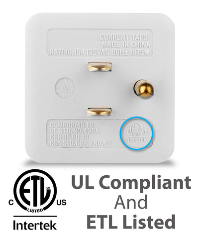 Fosmon versatile cube accepts 3-prong and 2-prong cords for flexible setup.