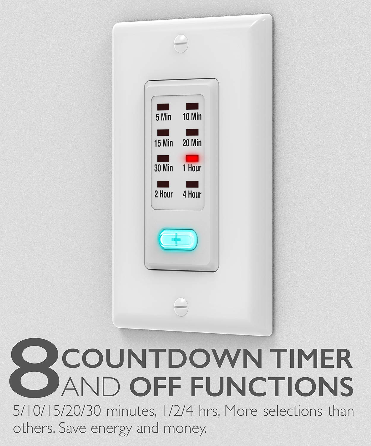 Fosmon in-wall timer switch with 9 settings for versatile lighting control.