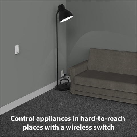 Fosmon wall switch remote mounted on a wall for convenient lighting control.