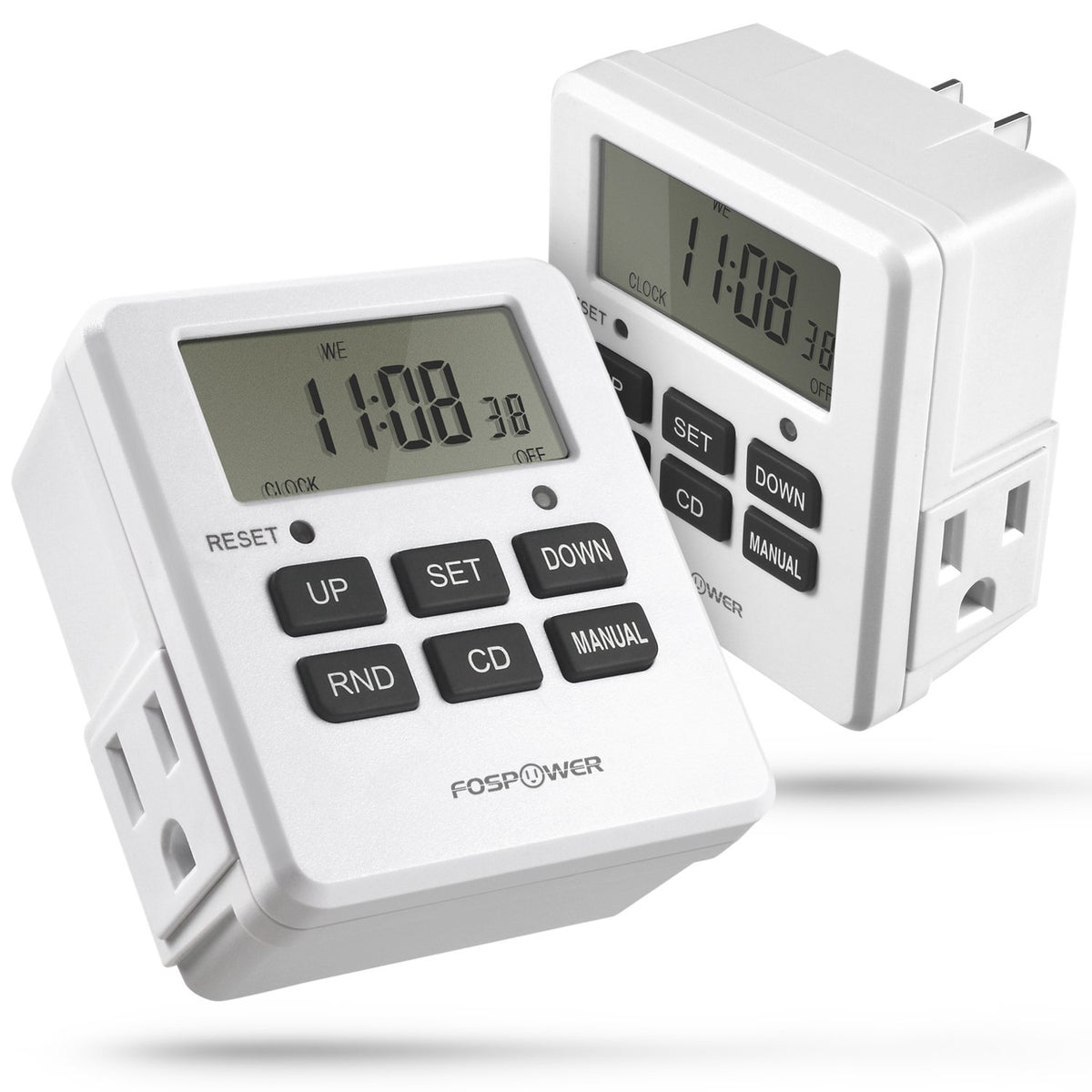 FosPower 7-day digital timer for outlets with flexible scheduling.