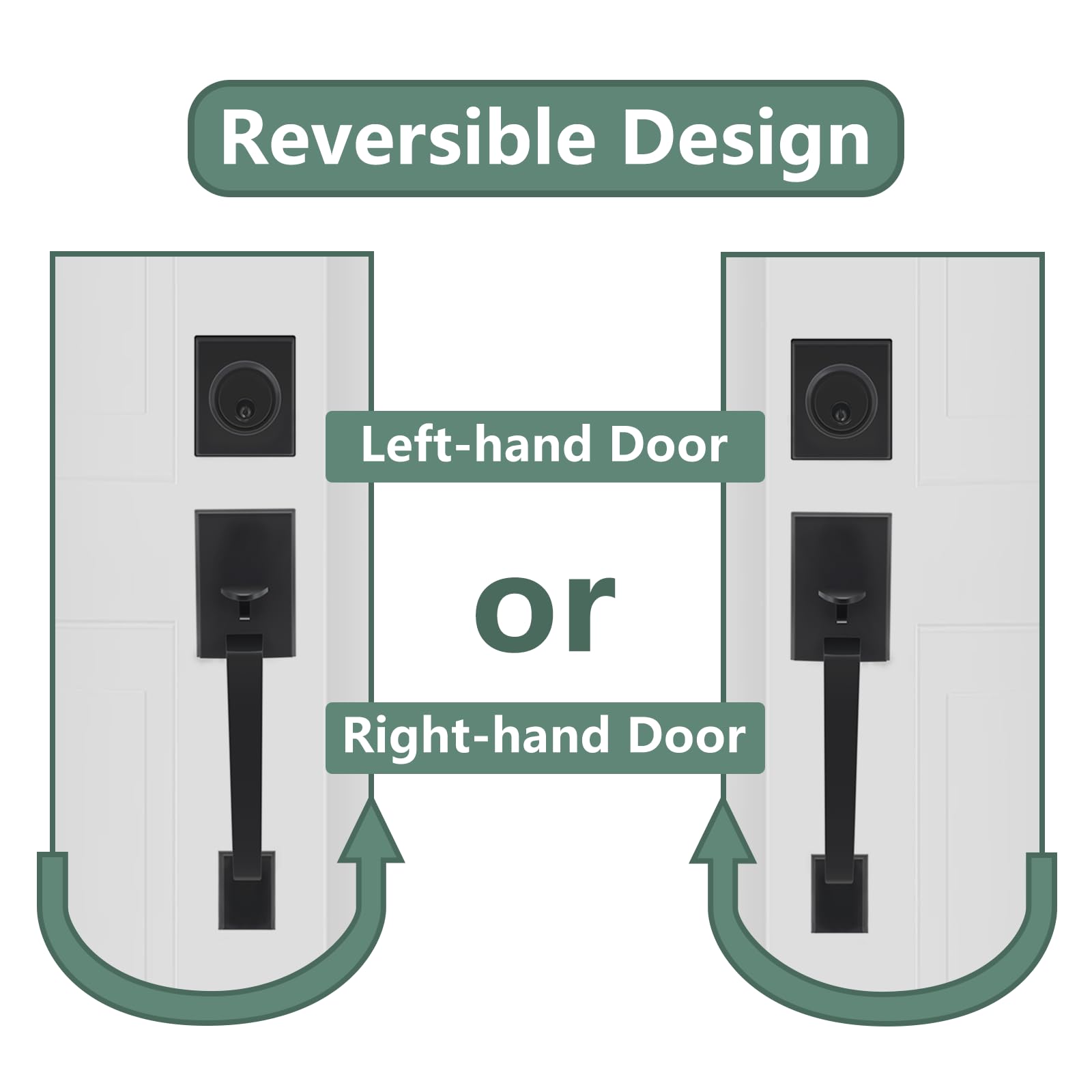 Foswdero reversible entry door handle in matte black fits both left and right-handed doors.