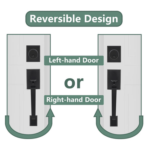 Foswdero reversible entry door handle in matte black fits both left and right-handed doors.