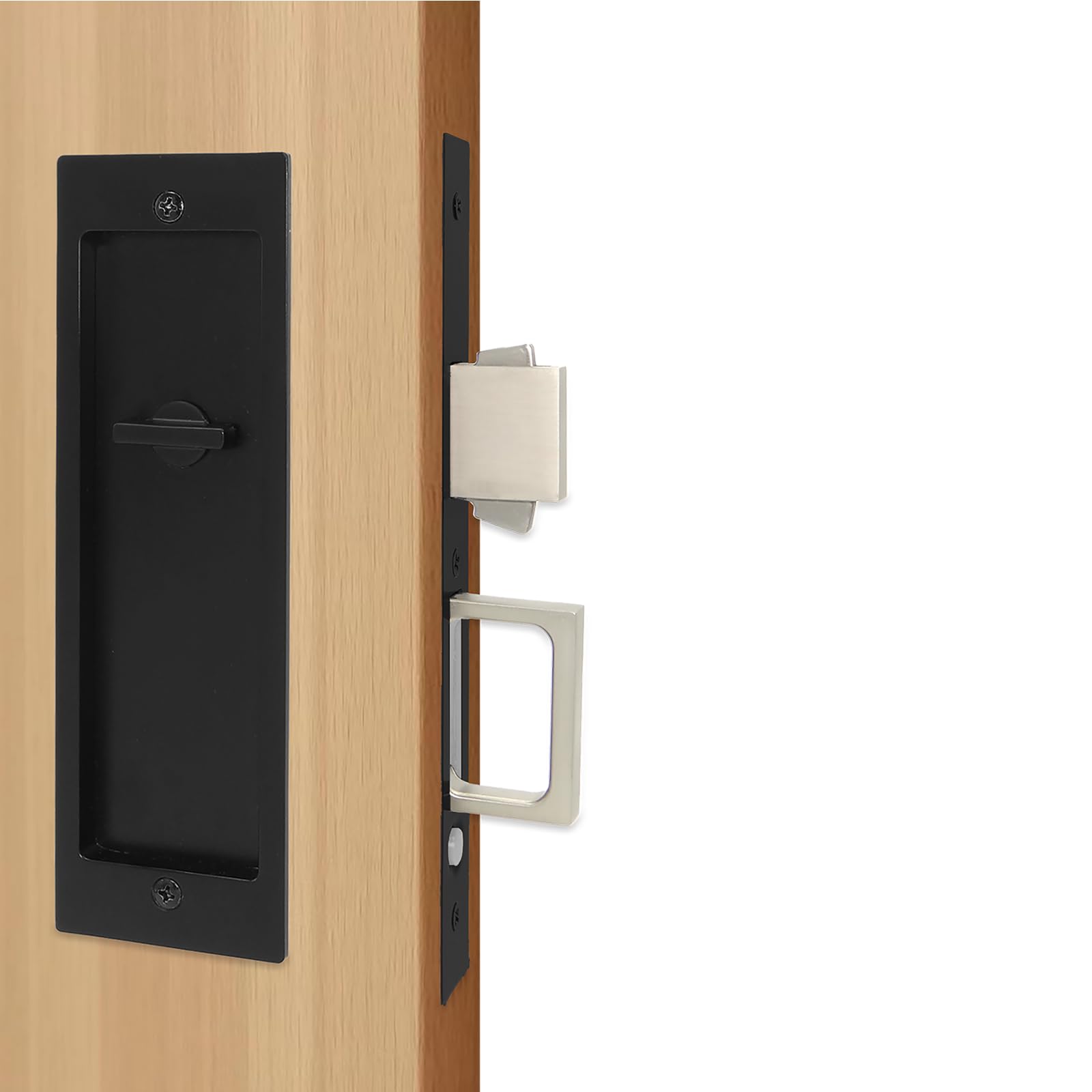 Foswdero pocket door hardware suited for bathroom use with durable finish.
