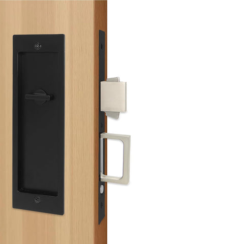 Foswdero pocket door hardware suited for bathroom use with durable finish.