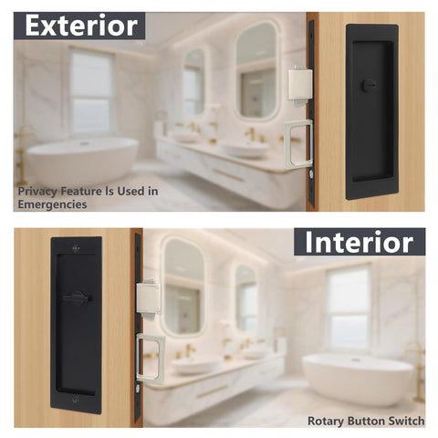 Emergency coin-slot release on Foswdero pocket door hardware for secure privacy.