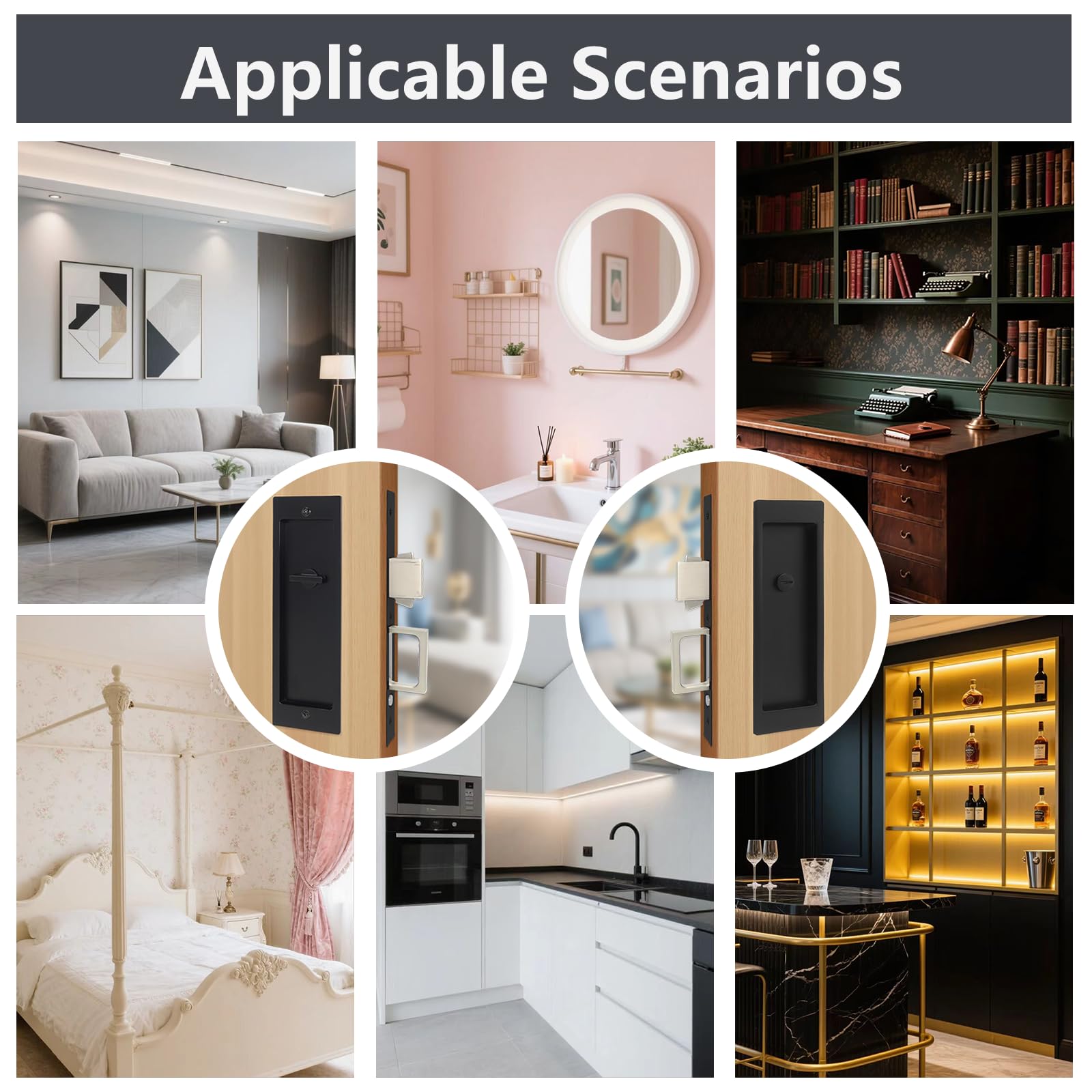 Installation kit included with Foswdero pocket door hardware for quick DIY setup.