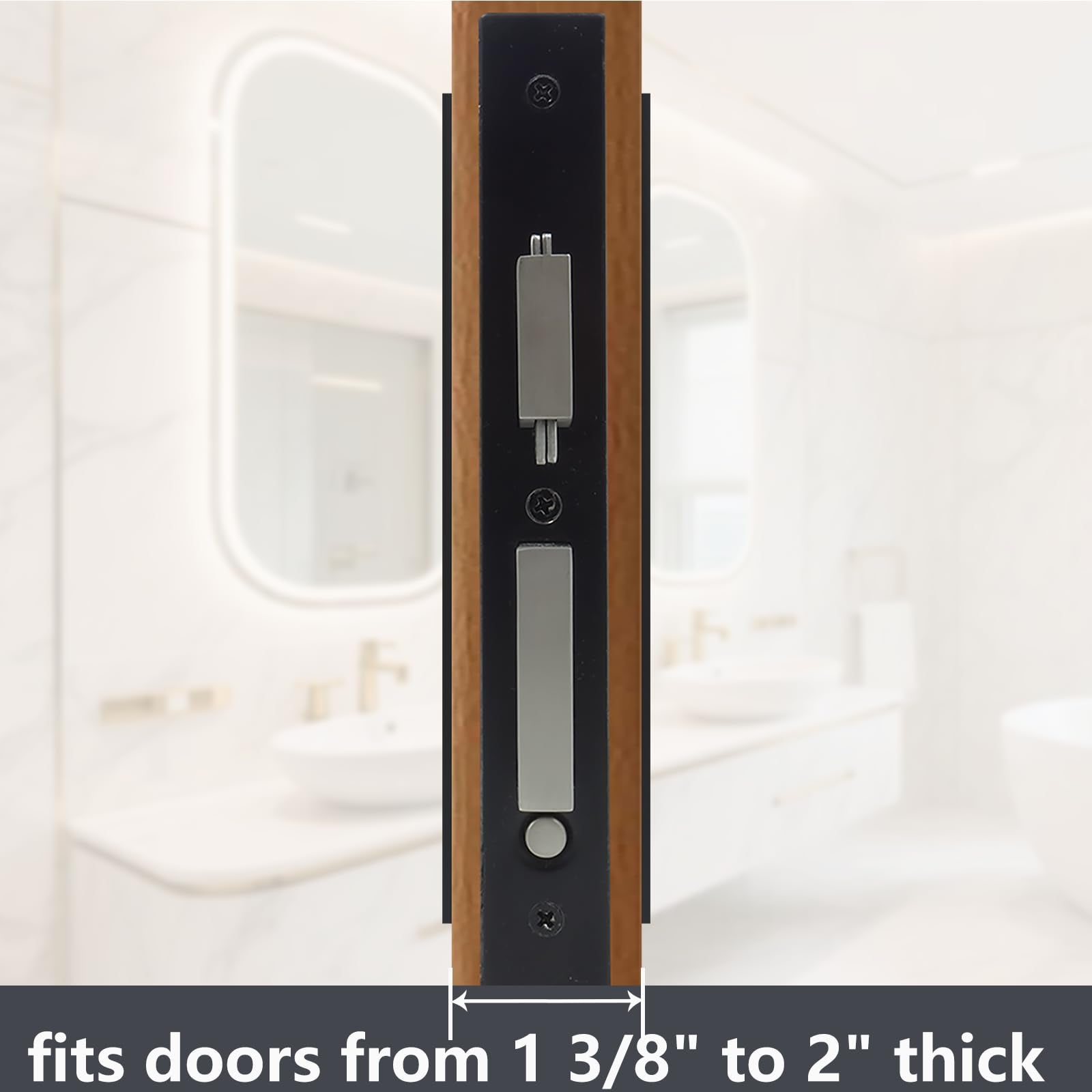 Close-up of the rectangular pull on Foswdero hardware for easy daily use.