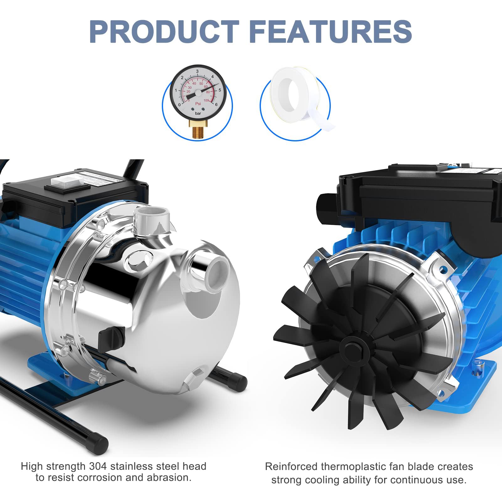FOTING portable garden pump ready for indoor or outdoor water transfers.