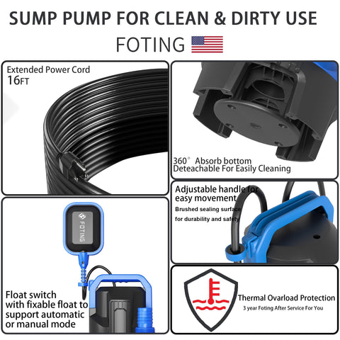 FOTING portable handle and long cord for easy setup anywhere.