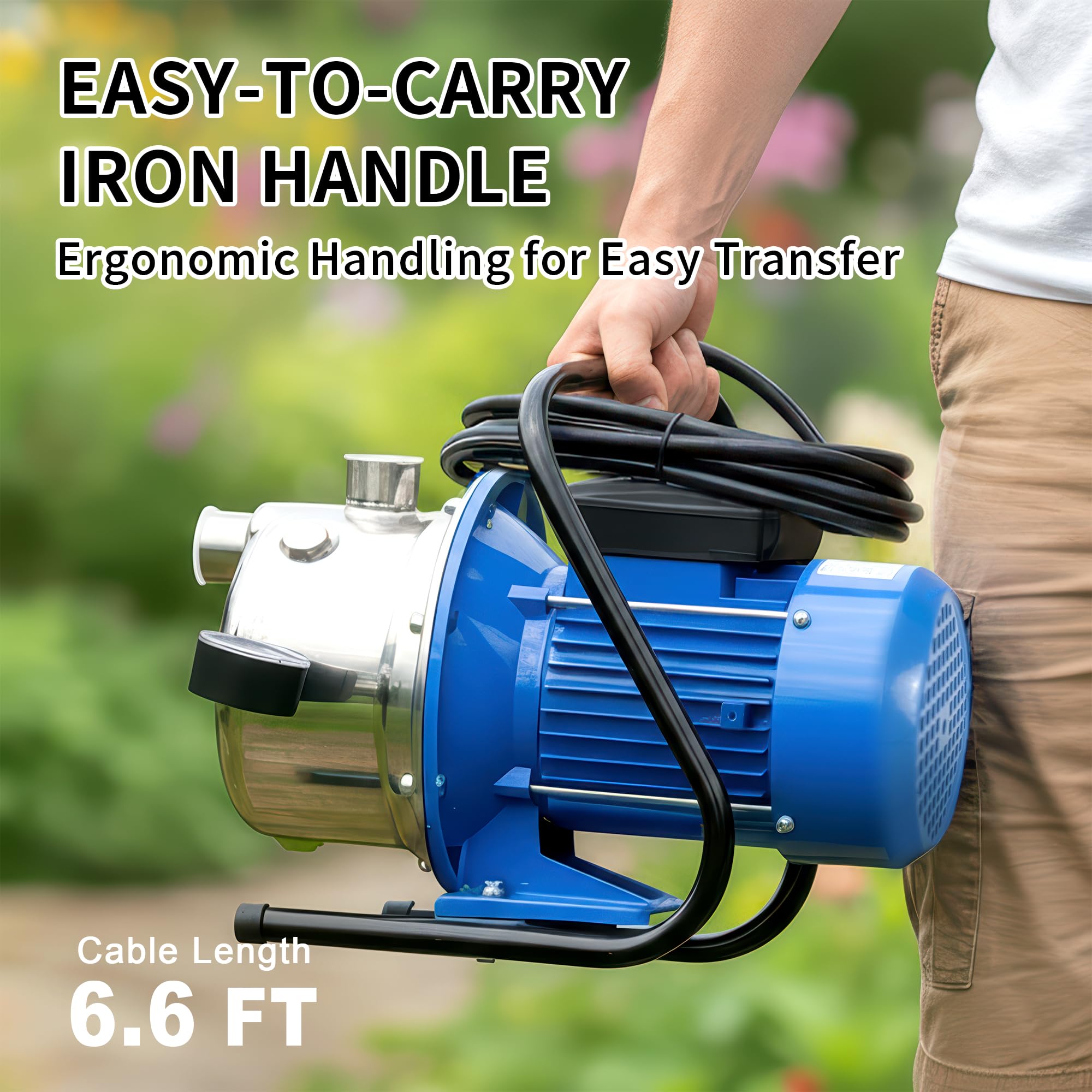 FOTING pump with 1in NPT inlet/outlet for easy hose hookups.