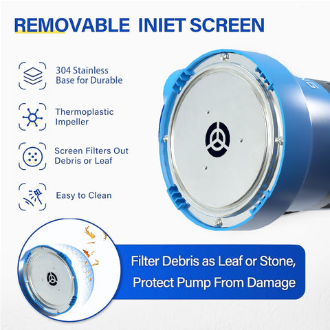 FOTING removable stainless-steel filter helps protect surfaces while pumping.