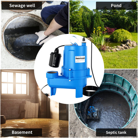 FOTING submerged installation in a sump or septic pit underscores versatile application.