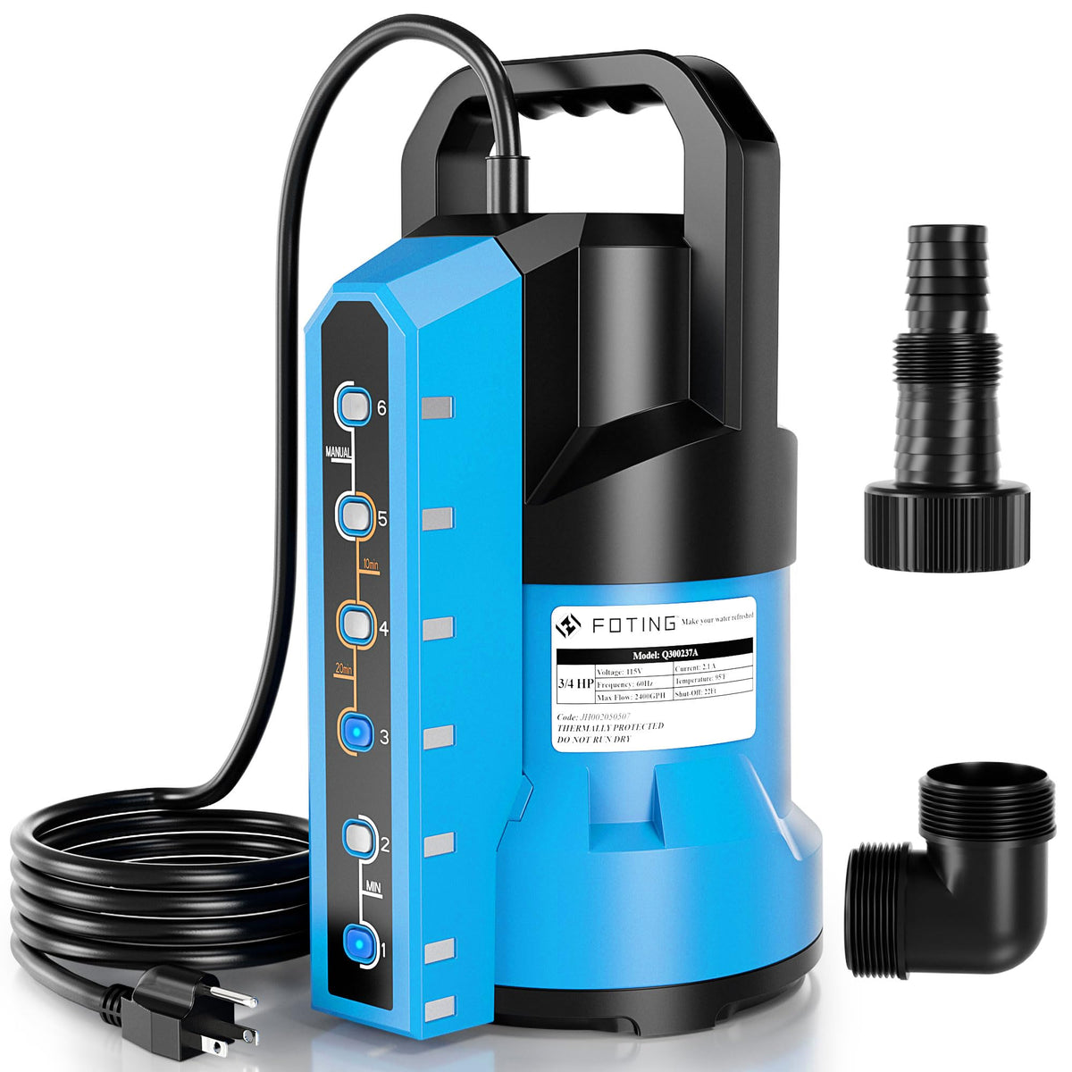 FOTING Sump Pump with thermoplastic housing for durable, corrosion-resistant operation.