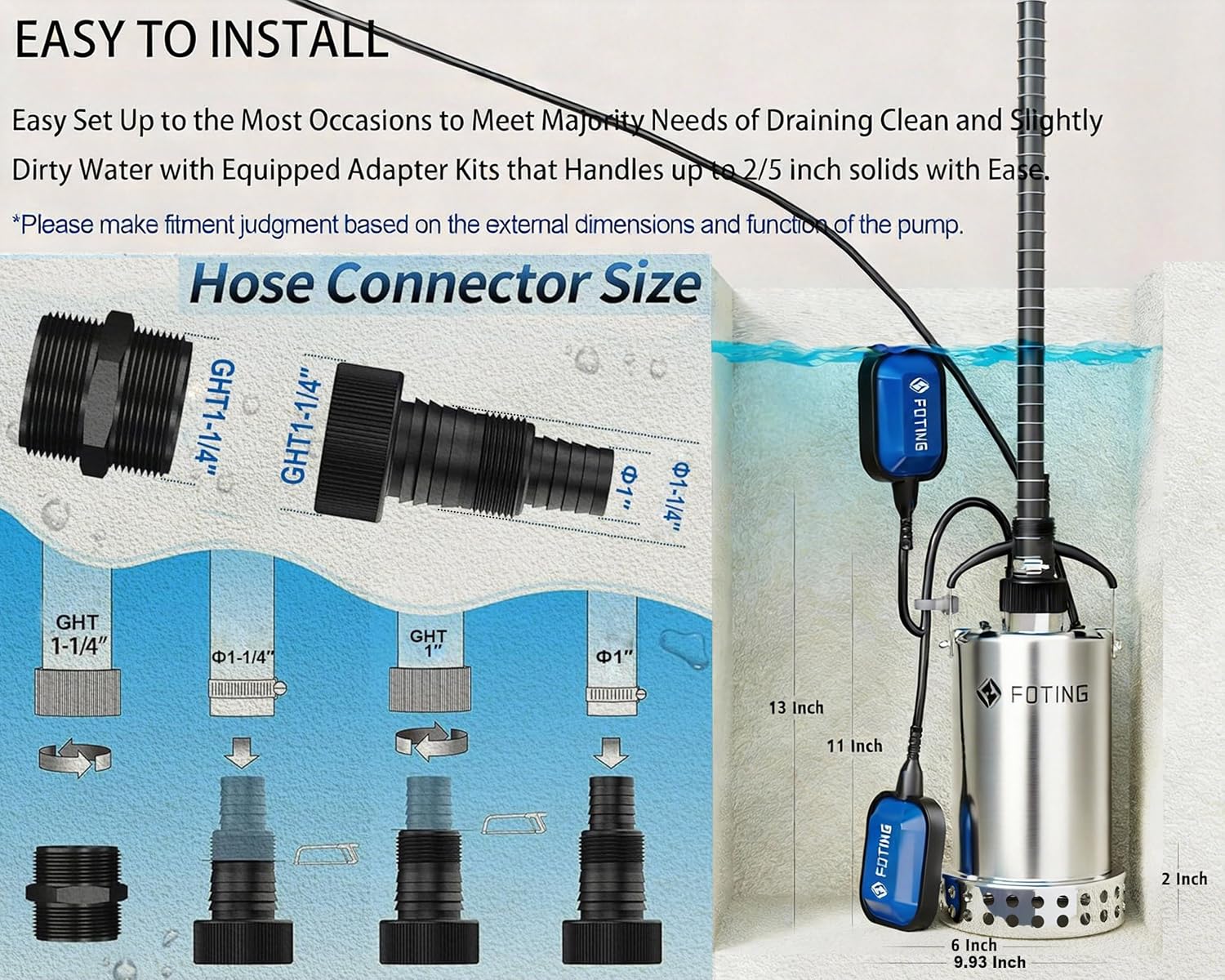 FOTING 32-foot lift supports distant drainage tasks.