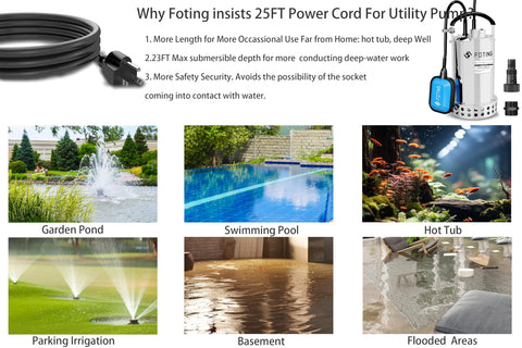FOTING 4600 GPH capability speeds up water removal.