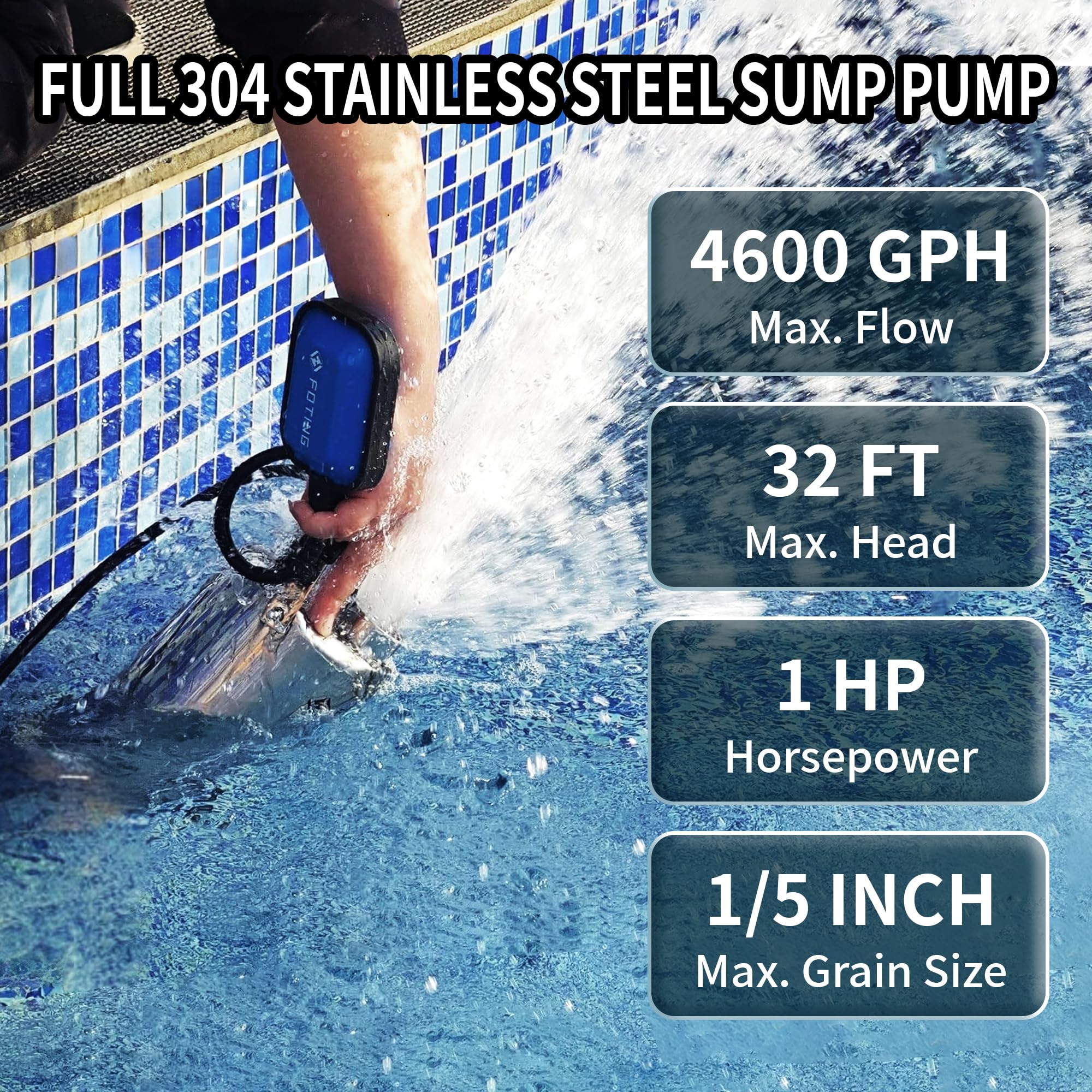 FOTING automatic float switch powers on as water rises.