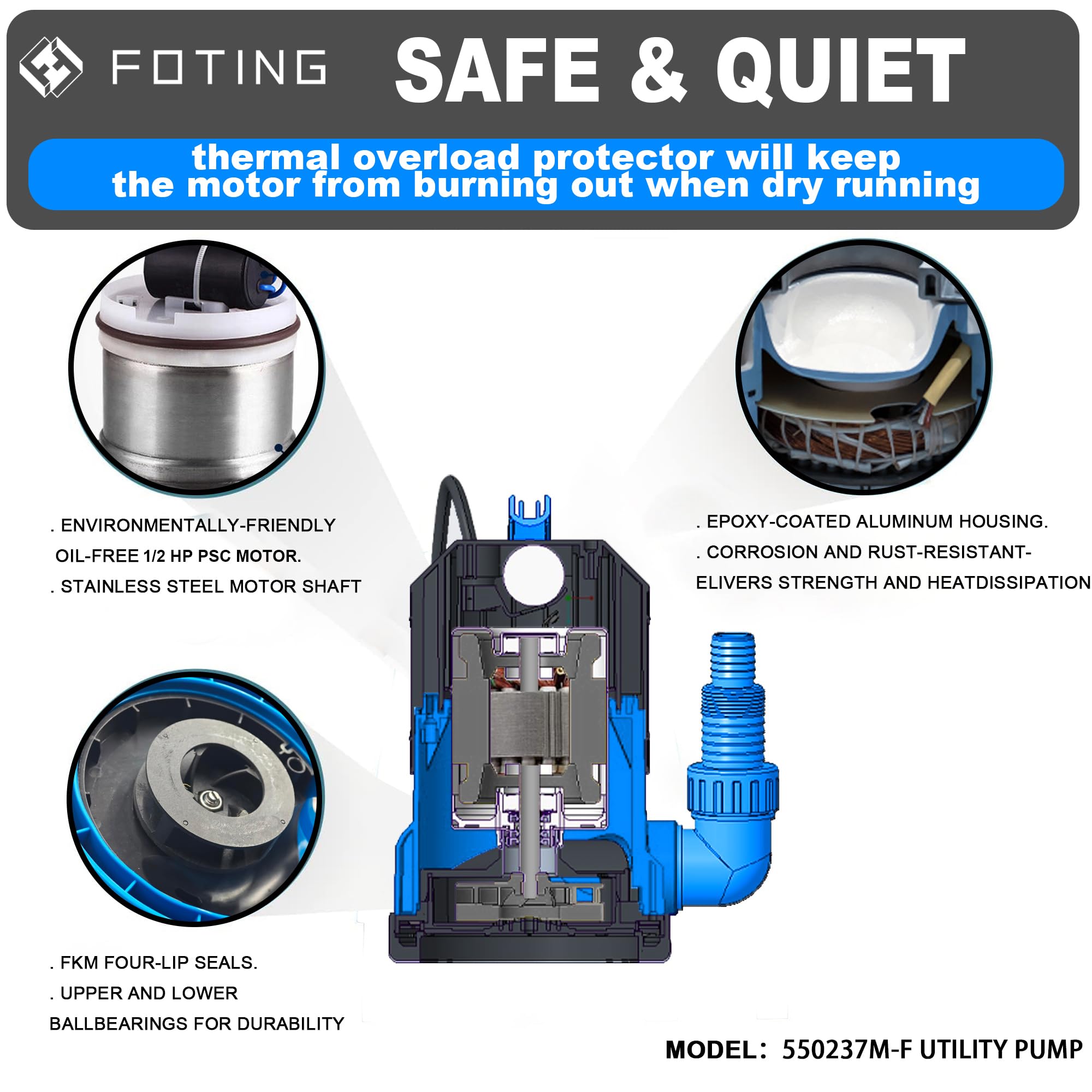FOTING sump pump hoses adapters included for quick connection to standard fittings