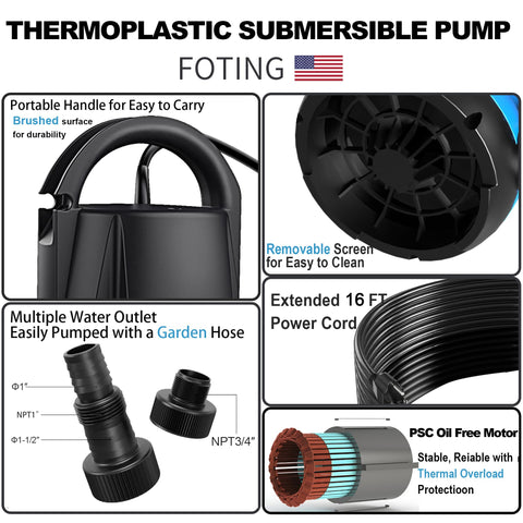 FOTING Sump Pump hose adapters provide flexible hose connections.
