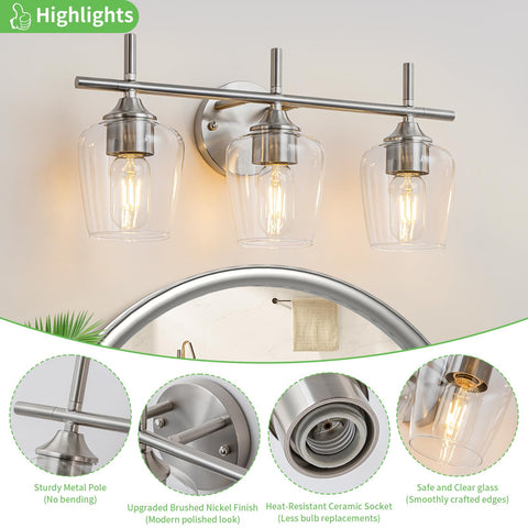 foucasal brushed-nickel bathroom wall lamp adds stylish task lighting near mirrors