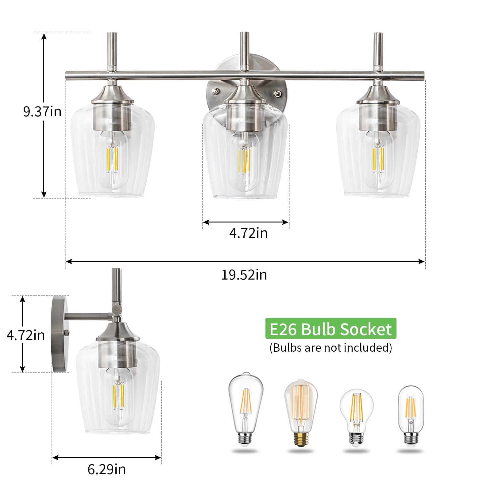 foucasal vanity light 3-light fits modern bathrooms with a refined brushed-nickel look