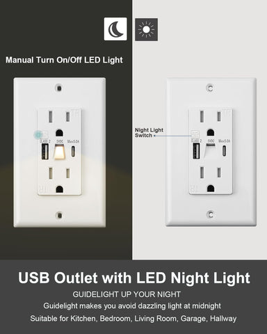FourHarvest Lights Outlet USB Type-A port enables fast device charging.