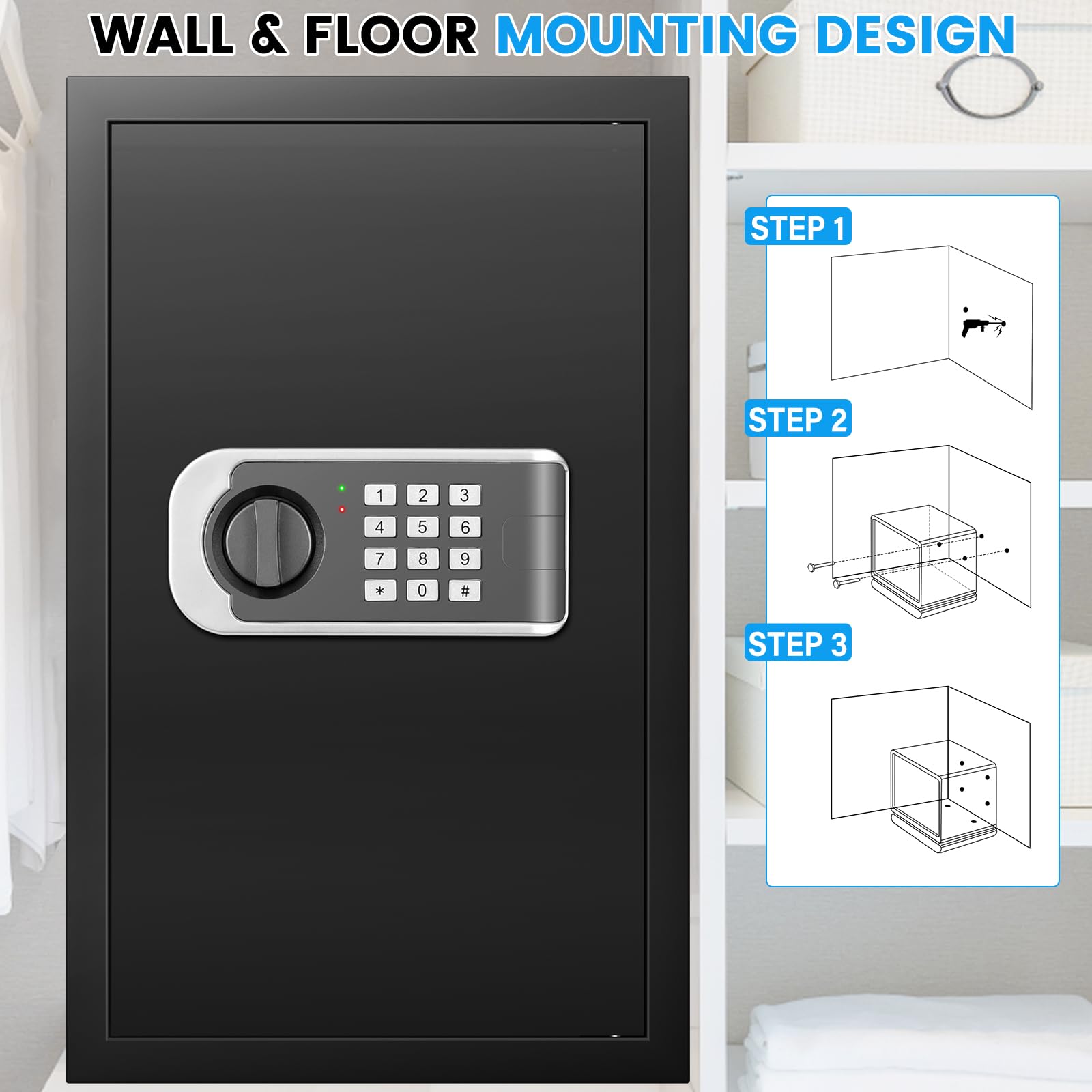 FOWORE digital keypad for easy and quick access to the safe