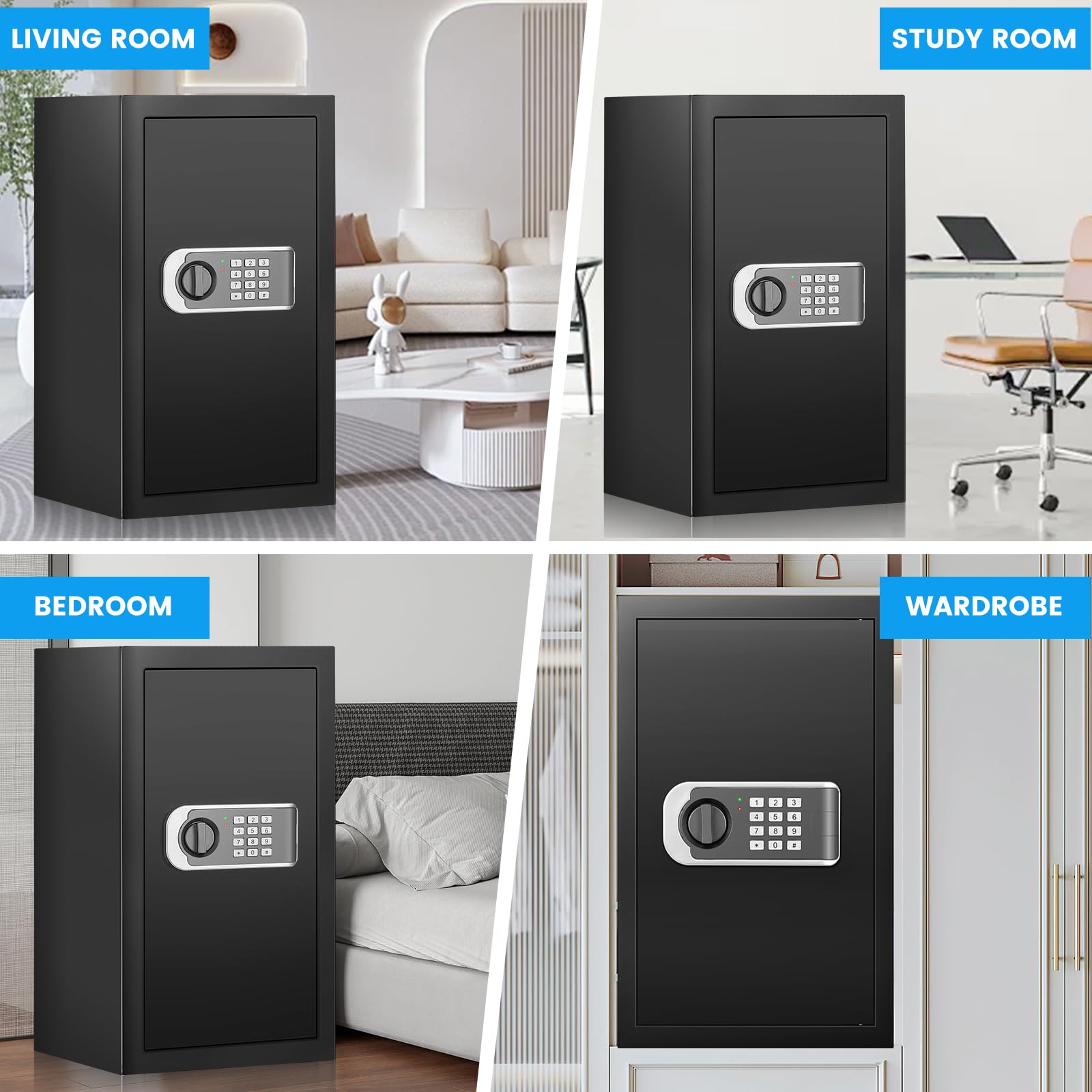 FOWORE safe fixed to wall or floor for discreet, secure placement
