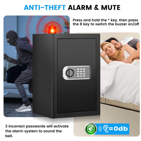 FOWORE safe box burglar alarm signals unauthorized access attempts.