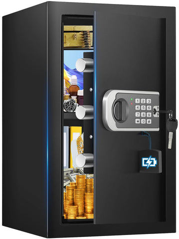 FOWORE Safe Box front view showing ample 3.5 cu ft storage for valuables
