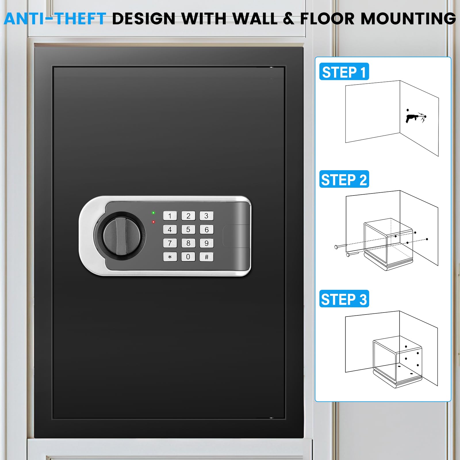 FOWORE Safe Box mounting holes for discreet security