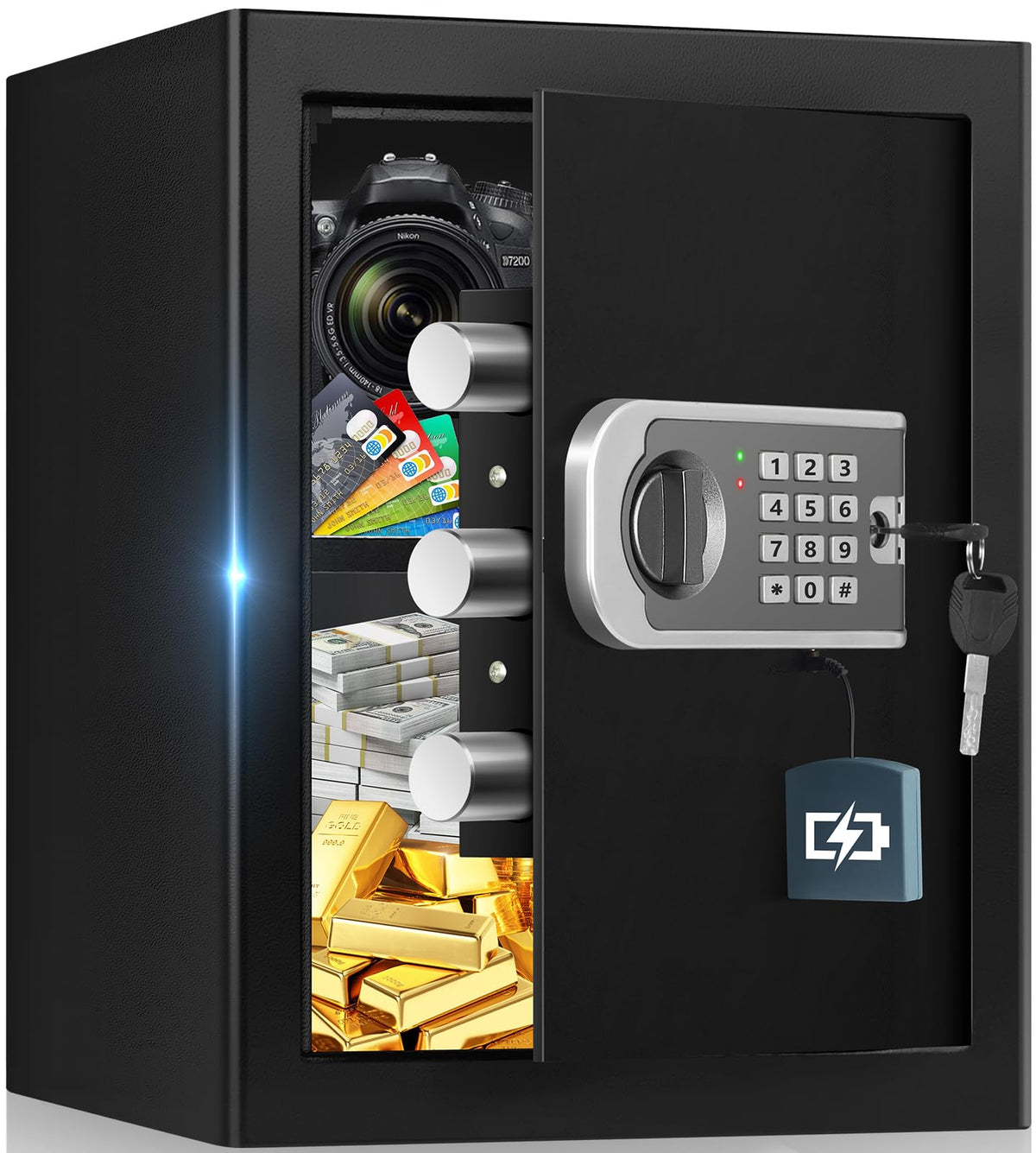 FOWORE safebox with digital keypad for quick, secure access to valuables.