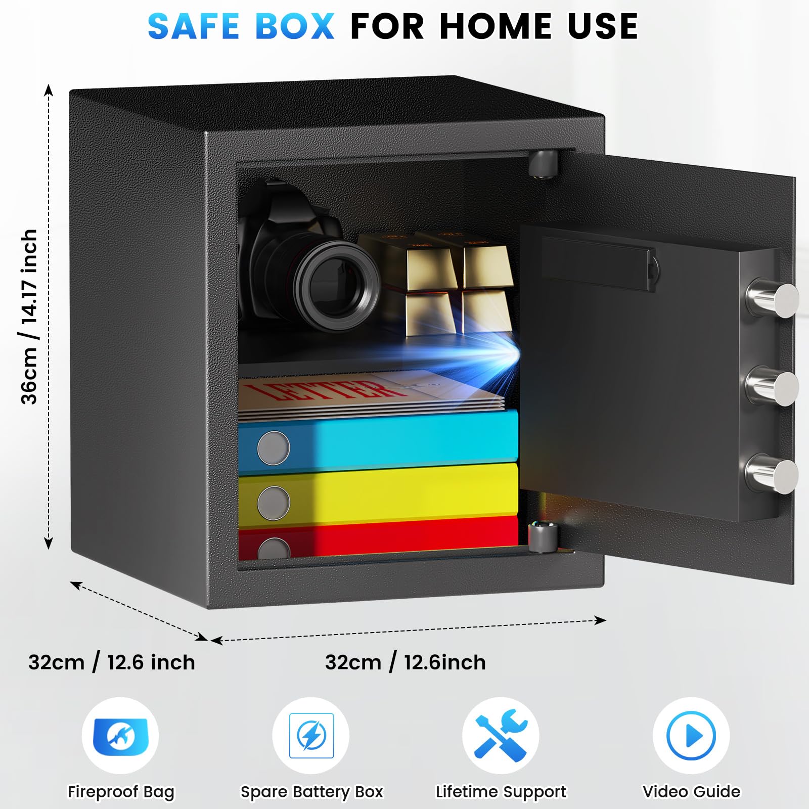 Compact FOWORE safebox with silent mode for discreet protection.