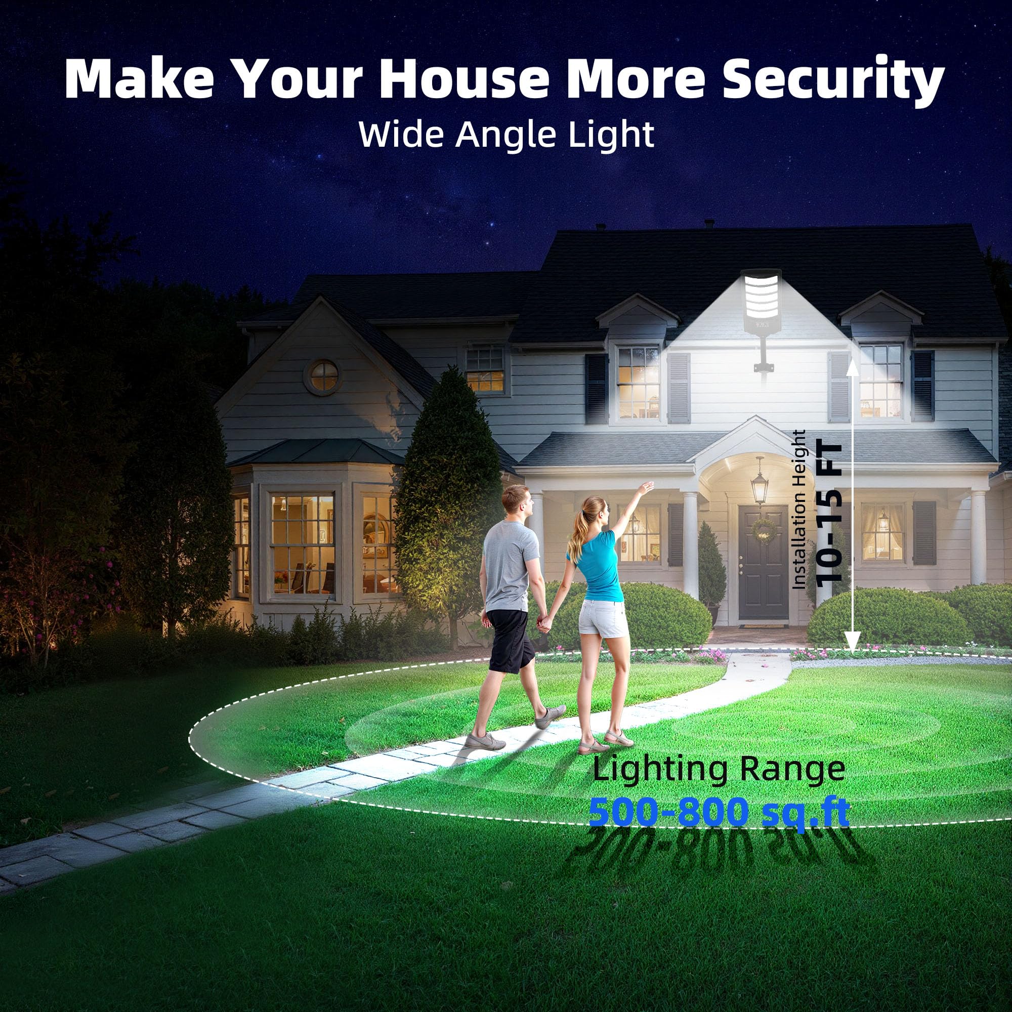 FOWSEEK solar street light dusk-to-dawn automatically lights at night.