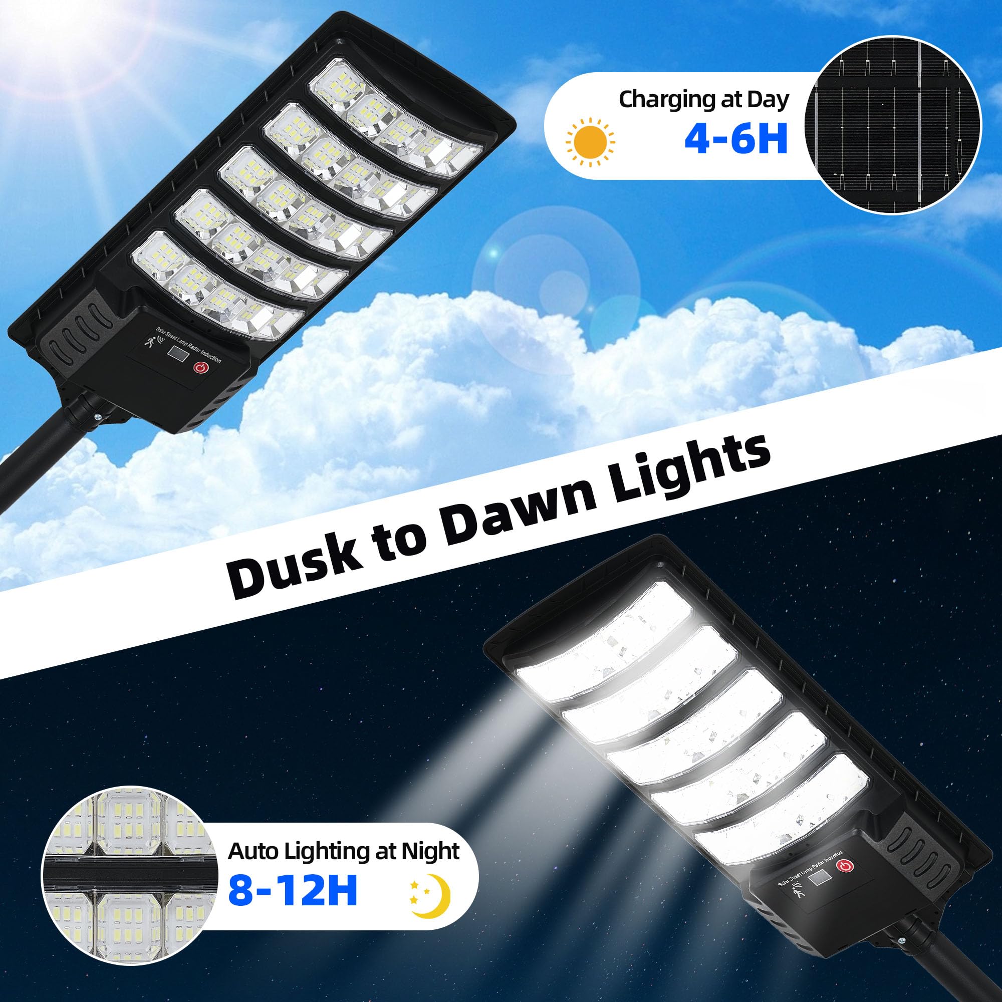 FOWSEEK IP65-rated solar flood light withstands rain and snow.