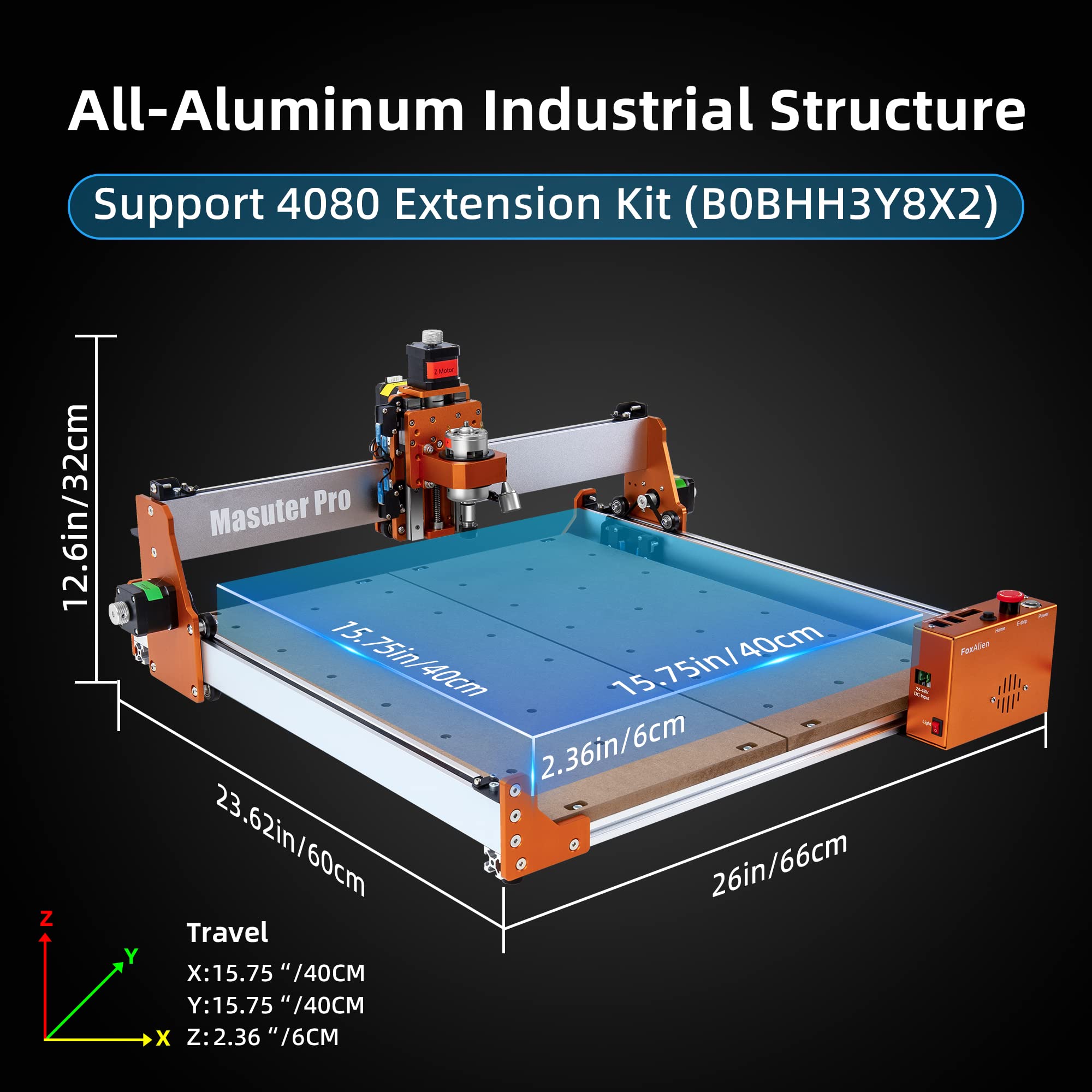 FoxAlien Masuter Pro dust-proof controller enables safer, cleaner operation.