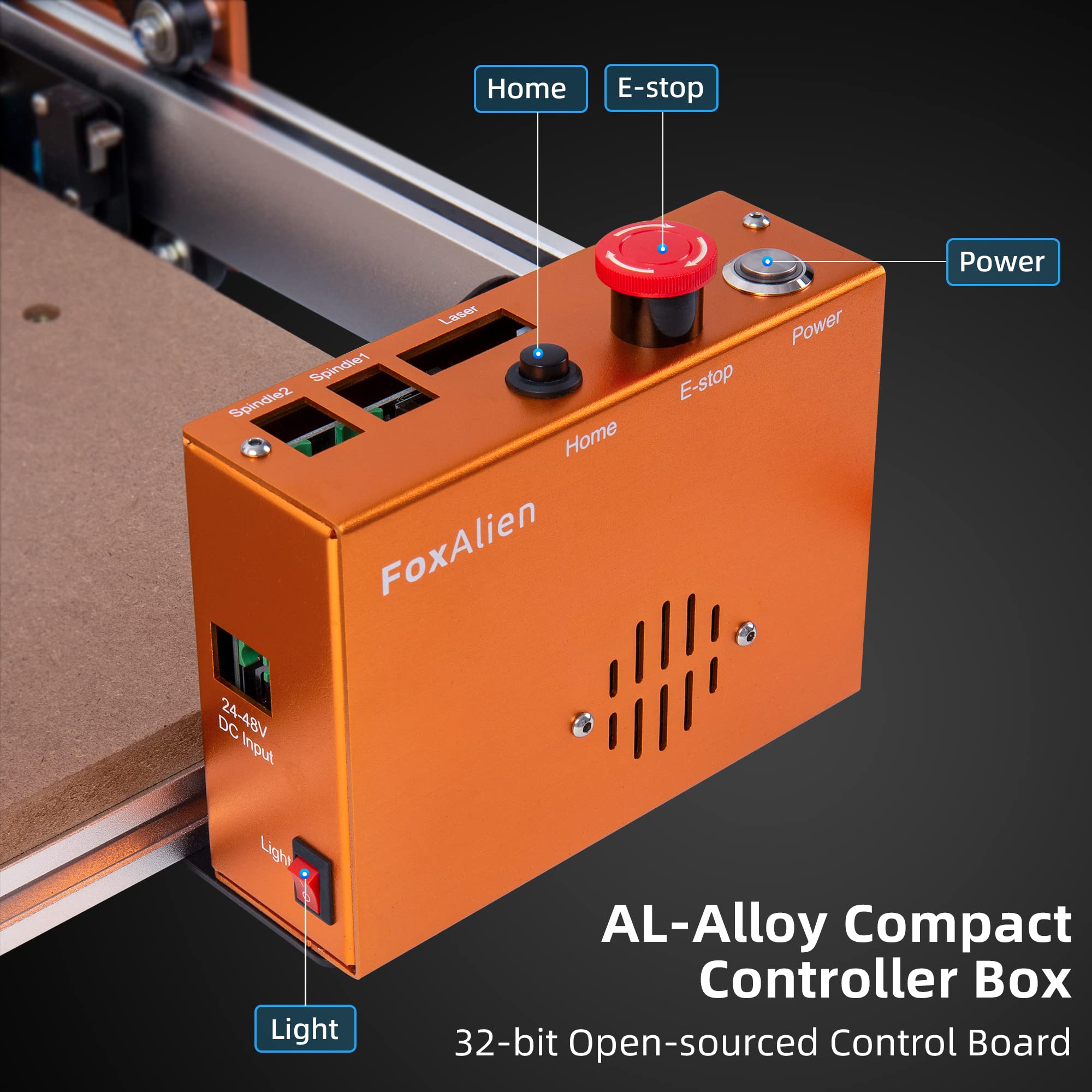 FoxAlien Masuter Pro 400x400 mm work area enables larger projects.