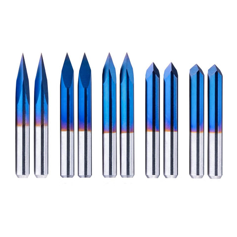 FoxAlien triangular CNC router bit, 20-degree 0.1mm, ideal for fine lettering and detailed signs.