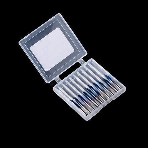 FoxAlien 20-degree 0.1mm bit delivers clean lines in hardwood and acrylic projects.