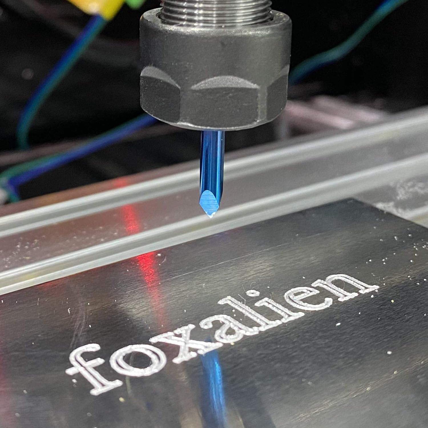 FoxAlien 45-degree 0.1mm bit for detailed 2D and 3D engravings.