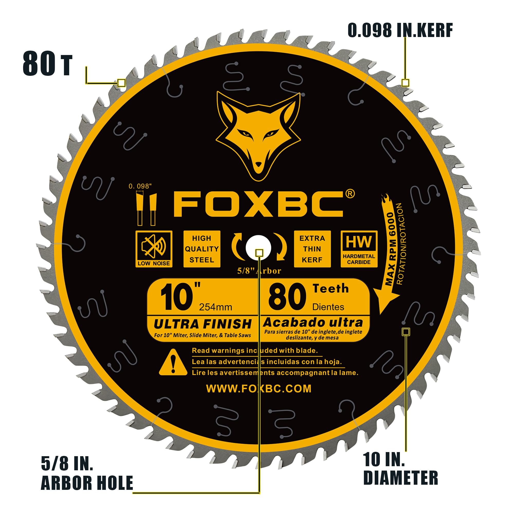 FOXBC 80-tooth carbide blade in action delivering smooth, burr-free cuts on hardwood
