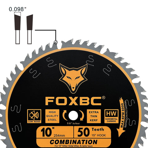 FOXBC blade with 5/8 inch arbor ready for DeWalt, Makita, and similar saws.
