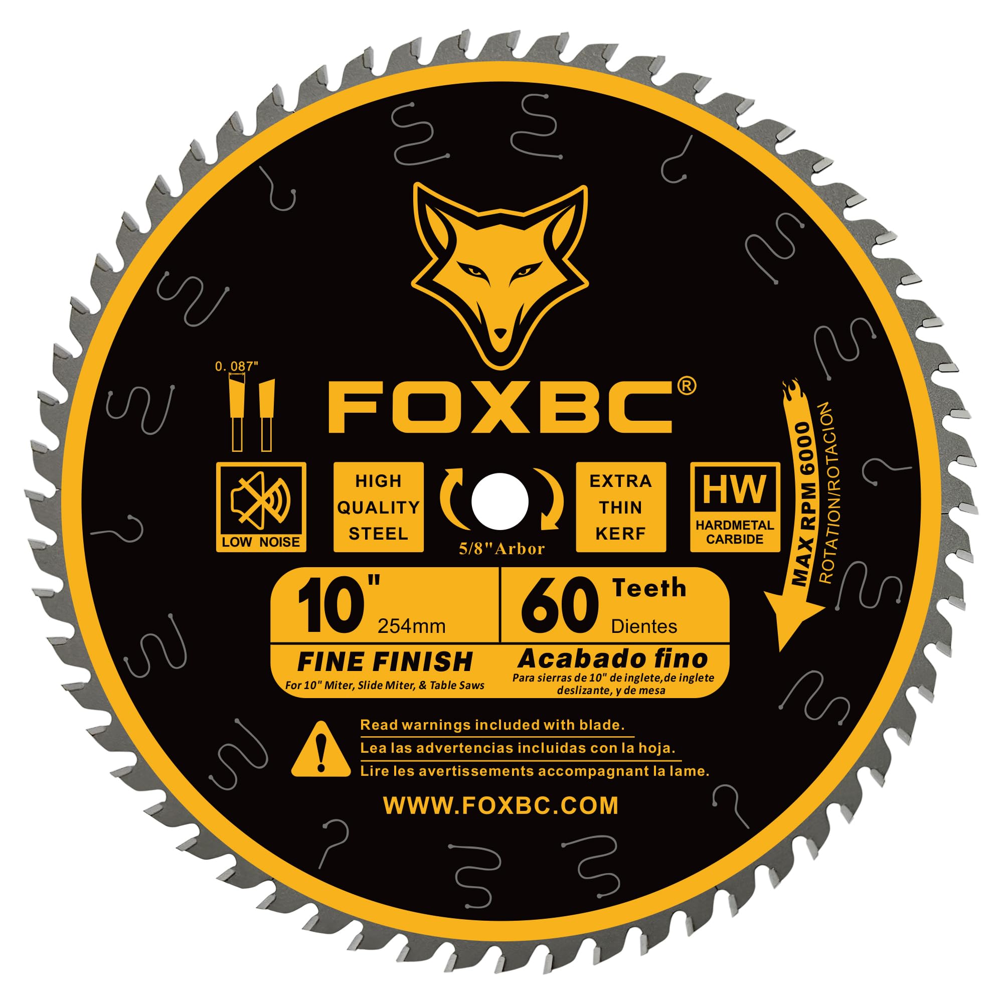 FOXBC 10-inch kerf-thin crosscut blade for clean, precise cuts
